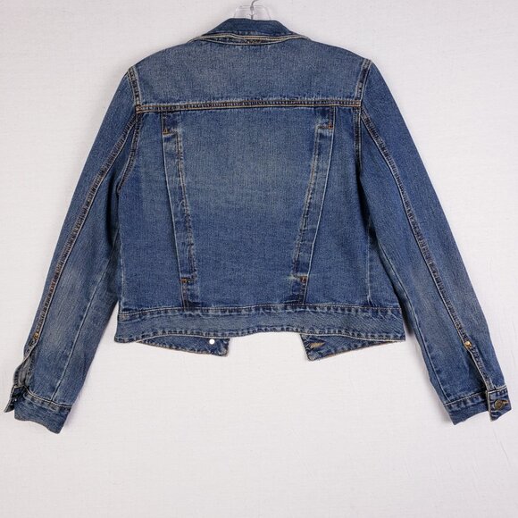 Free People Denim Jacket Jean Distressed Boho size S Casual - Picture 6 of 13